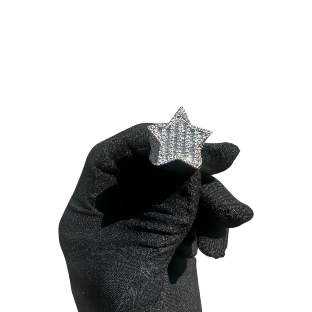 Sterling Silver Star Ring Size 9 – CZ Pave Statement Cocktail Ring - Picture 3 of 3